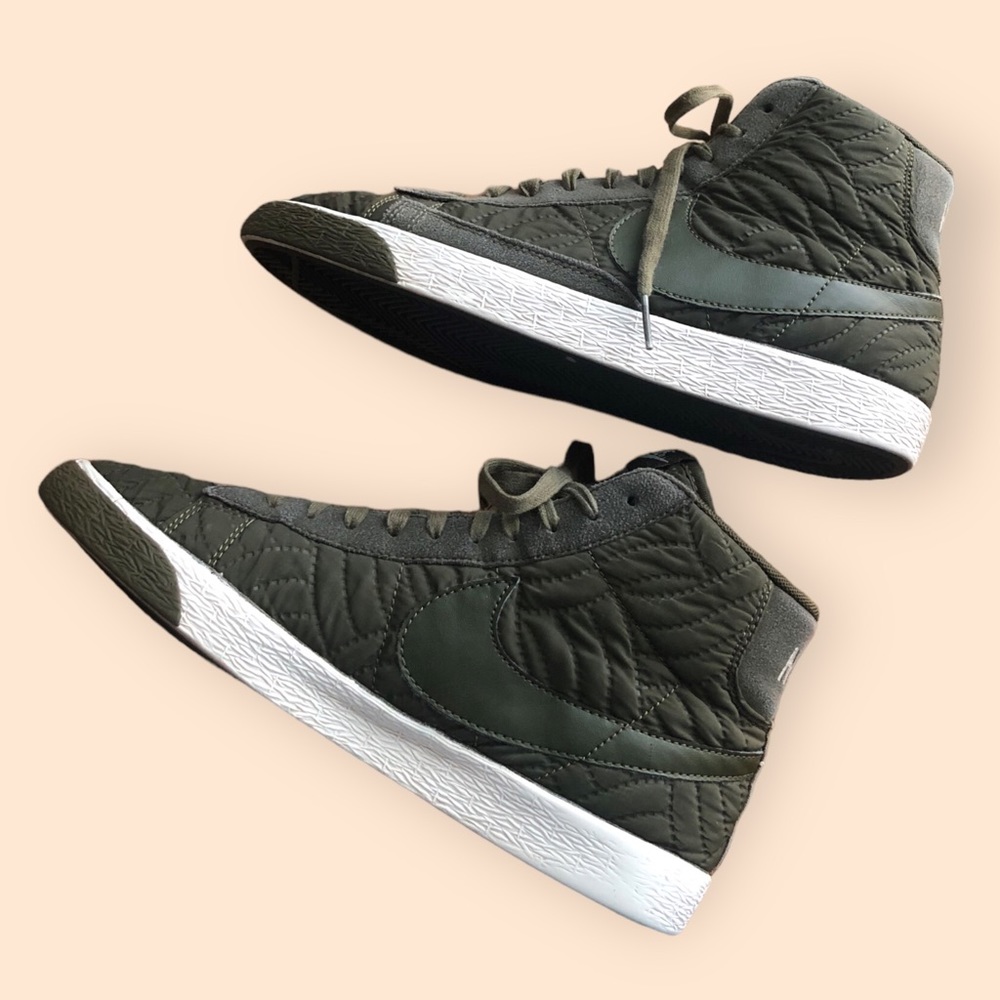 Nike Olive Green Quilted Blazer High Tops 8